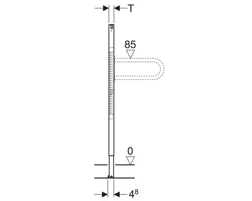 Technische Zeichnung eines Badezimmeraccessoires mit Maßen.
