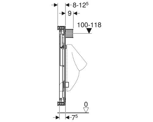 Schéma technique d''un bâti-support avec indication des dimensions