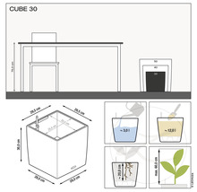Pflanzkübel Lechuza Cube 30 Komplettset anthrazit inkl. Erdbewässerungsystem Pflanzeinsatz Substrat Wasserstandsanzeiger-thumb-2