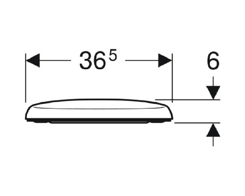 Dessin technique d''un siège de WC avec indications de dimensions.