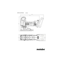 Schéma technique de la scie sauteuse Metabo STA 18 LTX 100 avec dimensions