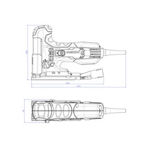 Plan coté de la scie sauteuse Metabo