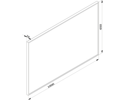 Dessin technique d''un panneau mural mesurant 1000 x 650 x 25 millimètres.