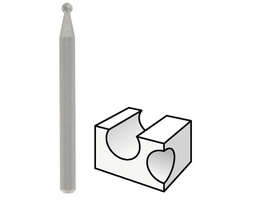 Fraise à tête sphérique et bloc avec découpes en forme de cœur