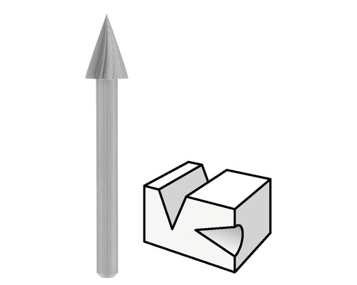 Foret conique avec représentation d''un dispositif de pièce