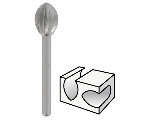 Fraise à arrondir à tête sphérique pour le travail des matériaux