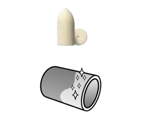 Filzpolierstift und Symbol für polierte Oberfläche