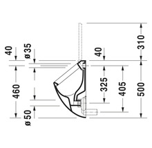 Schéma technique d''un urinoir avec dimensions