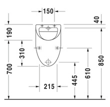 Schéma technique de toilettes avec dimensions