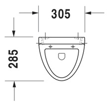 Dessin technique d''un WC suspendu avec les dimensions 305 et 285