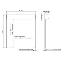 ARON Vorbaurollladen PVC grau 1400 x 1265 mm Kasten Aluminium RAL 8003 lehmbraun Gurtzug Links-thumb-1