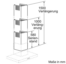 Dessin technique d''une hotte aspirante avec indication des dimensions pour l''extension