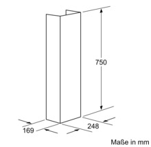 Schéma technique d''une armoire murale avec des dimensions de 750 x 169 x 248 mm