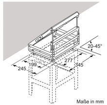 Schéma technique d''un meuble de cuisine avec indications de dimensions