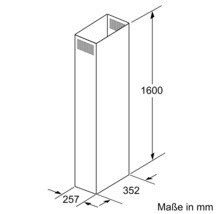 Dessin technique d''une hotte aspirante avec dimensions en millimètres
