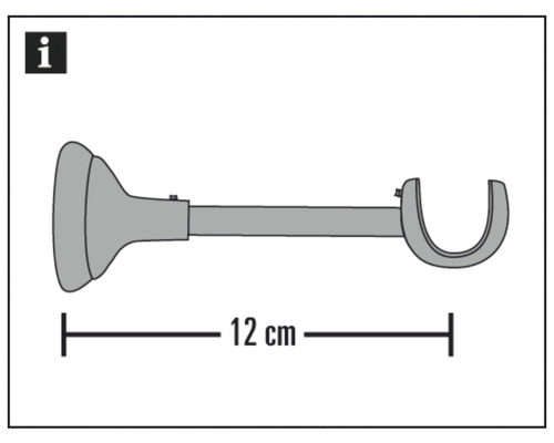 Gardinenstangenhalterung mit einer Länge von 12 cm
