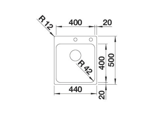 Schéma d''un évier avec dimensions