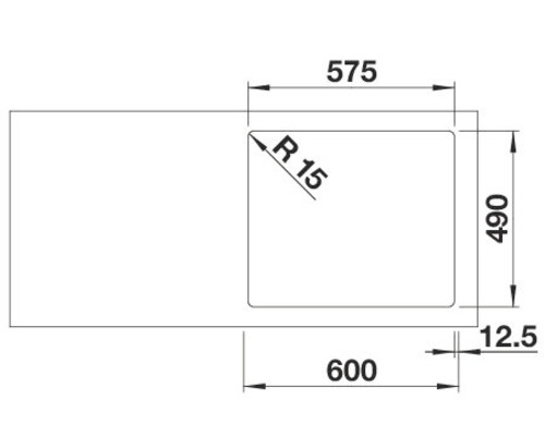Schéma technique d''un évier avec dimensions