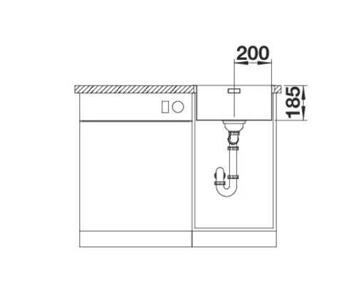 Schéma technique d''un évier avec dimensions