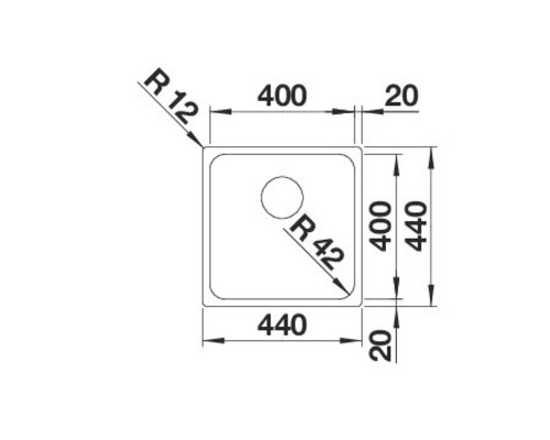 Dessin technique d''un évier avec dimensions