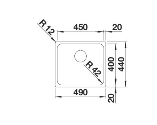 Dessin technique d''un évier avec dimensions