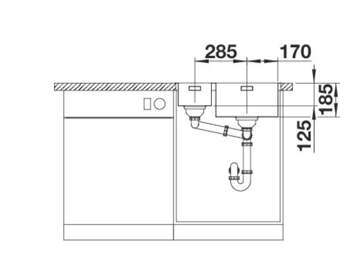 Schéma d''un évier avec des indications de mesure pour l''installation