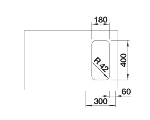 Technische Zeichnung mit Maßangaben für ein Möbelstück