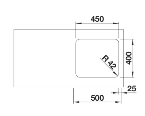 Dessin technique d''un plan de toilette avec dimensions