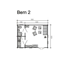 Plan du chalet de jardin Bern 2 avec dimensions