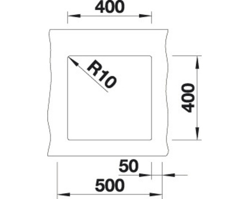 Technische Zeichnung mit Maßangaben für ein Bauelement