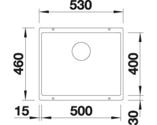 Schéma technique d''un évier rectangulaire avec dimensions