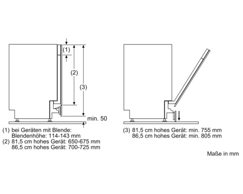 Schéma technique d''un lave-vaisselle avec dimensions