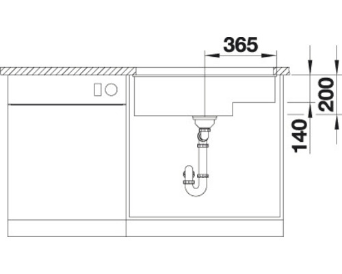 Schéma technique d''un évier avec dimensions