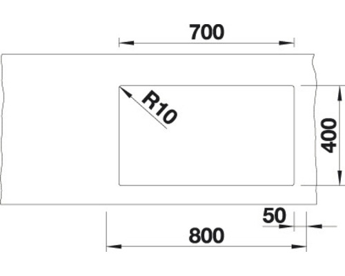 Dessin technique d''un plan de travail avec les dimensions 800, 700 et 400