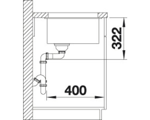 Schéma technique d''un évier avec dimensions