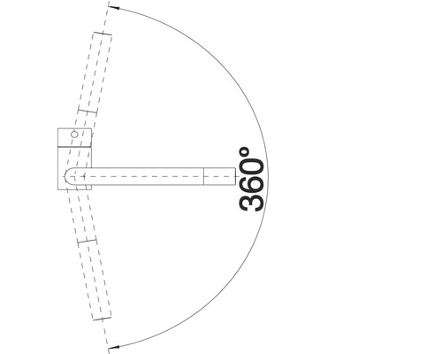 Diagramm einer drehbaren Halterung mit 360 Grad Drehbereich