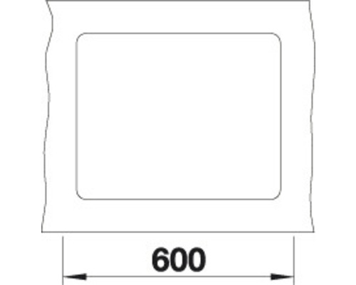 Technische Zeichnung einer Duschwanne mit der Maßangabe 600