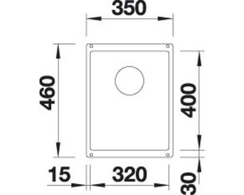 Dessin technique d''un évier avec indications de dimensions en millimètres.