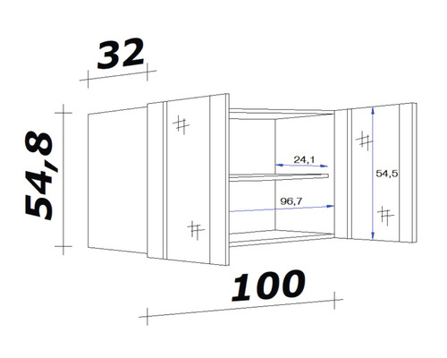 Schéma technique d''un meuble haut avec dimensions