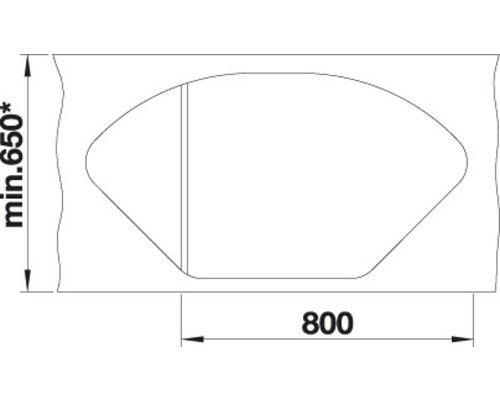 Dessin technique d''une section avec les dimensions 800 et minimum 650