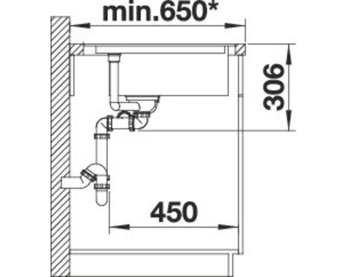 Dessin technique d''un évier avec indications de dimensions