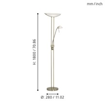 Lampadaire avec lampe de lecture et indications de taille