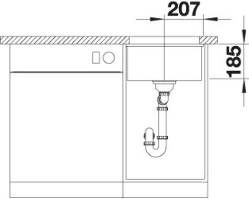 Dessin technique d''un évier de cuisine avec dimensions