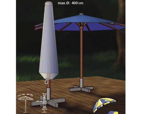 Image d''un parasol fermé et ouvert avec support