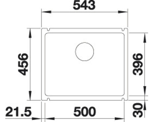 Schéma technique d''un évier avec dimensions.