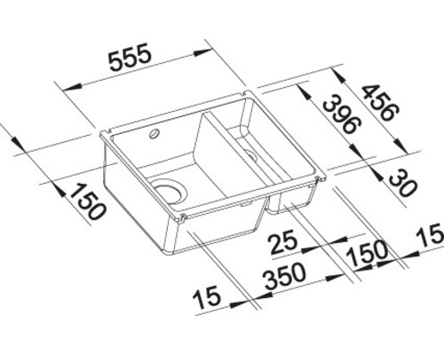 Plan de dimensions de l''évier avec cuve et égouttoir