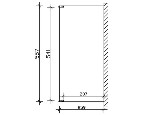 Dessin technique d''un élément d''armoire avec indications de dimensions