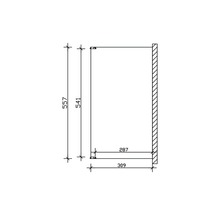 Technische Zeichnung eines Schranks mit den Maßen 557 x 541 x 287 x 309 mm.