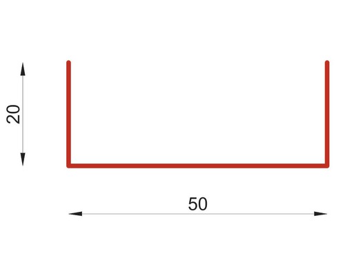Abbildung eines U-Profils mit den Maßen 20 mal 50