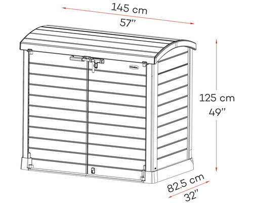 Abbildung einer Gerätebox mit Größenangaben